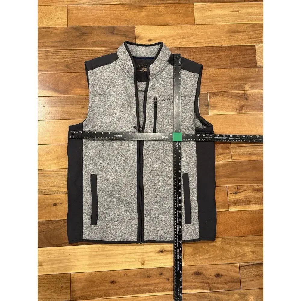 Orvis Men's Full Zip Fleece Vest | Grey | Zip Pockets |‎ Size L | Travel Layer